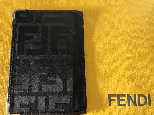 Fendi Document Holder Man Fabric Pumpkin Inner Leather Original Vintage