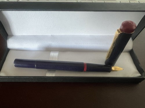 🔴 PELIKAN penna stilografica blu bordeux a cartuccia pennino dorato F vintage