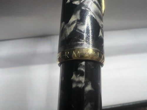 Ero Stylo-Plume Stylo à Plume Marbré Piston Profils Doré Germany Vintage