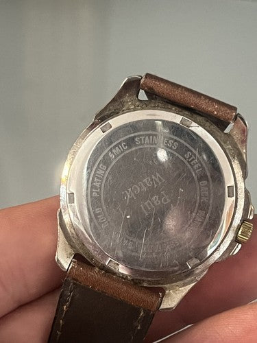 🔴 PAUL WATCH cronografo uomo OVERSIZE acciaio ghiera placcata 5 ATM vintage
