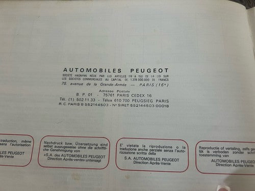Peugeot 104 Booklet Car Use Maintenance International Original Vintage