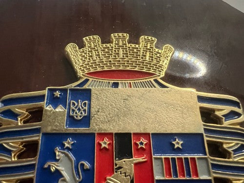 Crest 4 Régiment Alpines Parachutiste Bouclier Bois Métal Vernis Hauteur 15