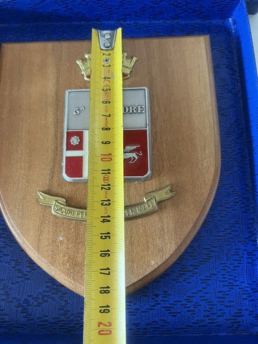 🔴 Crest militare SICURI PER TERRA E MARE scudo di legno effige metallo vintage