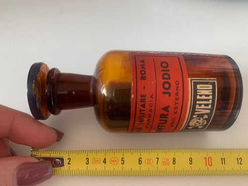 Bouteille Ecope Teinture Iode Médicale Hôpital Militaire Verre H.12