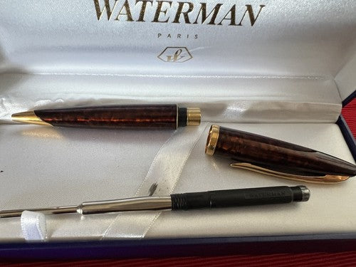 🔴 WATERMAN penna sfera Carene Deluxe lacca marmorizzata profili dorati