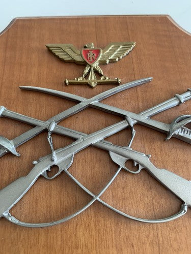 Military Crest Vintage Wood Shield Inspectorate Of Infantry And Cavalry