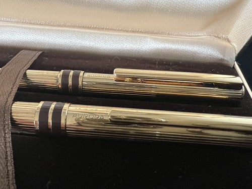 🔴 AURORA penna stilografica ARGENTO 925 Marco Polo placcate oro M e sfera