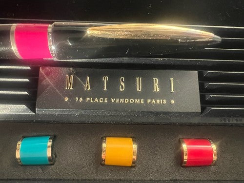 🔴 MATSURI penna stilografica BBA lacca nera anelli ricambio Vendome Parigi