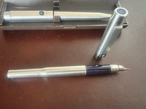 Parker Stylo-Plume Stylo à Plume 25 Chrome Clip Joint Noir Et Sphère Cru 1970 