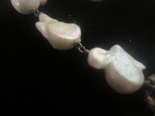 MMA Boucles Collier Argent 925 Laminé Or Perles Original Chevaux Marins