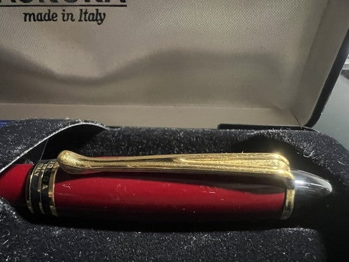 🔴 AURORA penna sfera Ipsilon rosso bordò profili dorati scrive con astuccio