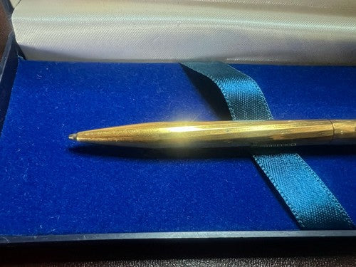 Waterman Stylo-Plume Sphère Torsadé Plaqué Or Facettes Avec Trousse Vintage