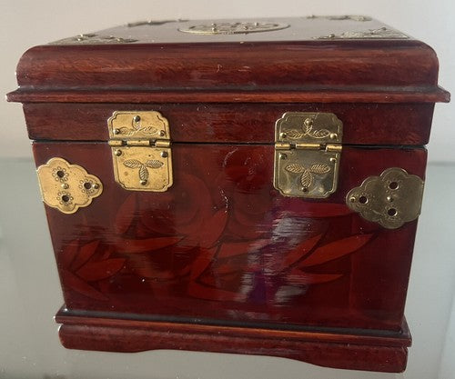 Boîte à Bijoux Chinoise Bois Plume Coffret Trésor Trousse Vintage 15