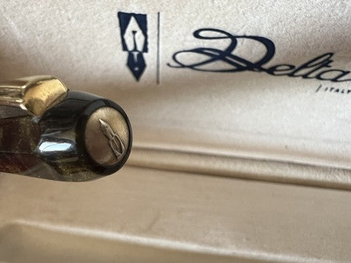 🔴 DELTA penna sfera marmorizzata sfaccettata e ARGENTO 925 scrive con scatola