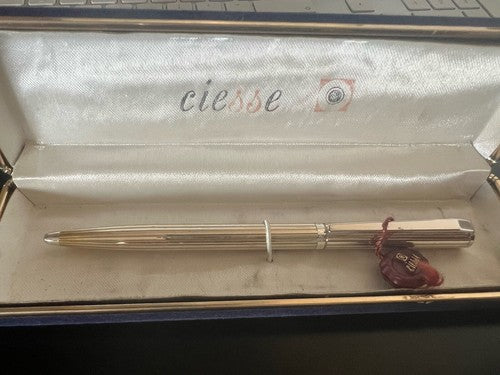 🔴 CIESSE penna sfera cromata con sigillo ed astuccio scrive VINTAGE