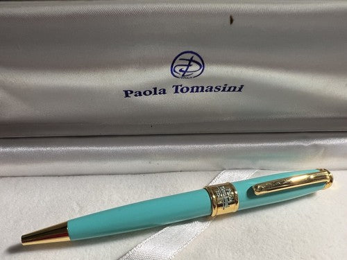 🔴 PAOLA TOMASINI penna stilografica + sfera lacca VERDE scrivono astuccio legno