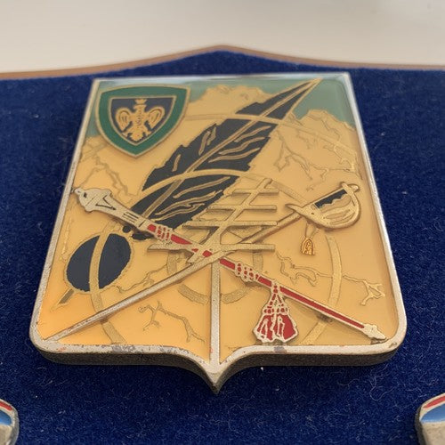 🔴 CREST MILITARE Rep. Comando E Trasmissioni Giulia scudo legno