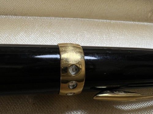Waterman Stylo-Plume Sphère Ici Et Le Crystal Noire Avec Cristal Écrit Vintage