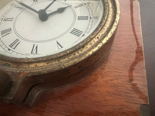Horloge Murale Mur Bateau Métal Base Bois Nautique Hublot Quartz Vintage 