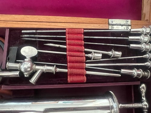 Vintage 1800 Medical Chest Aspirator Doctor Pleura Lungs Case