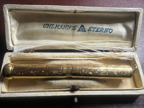UHLMANN'S Eternal Crayon Rétractable Aminata Or Pendentif Chatelaine Antique