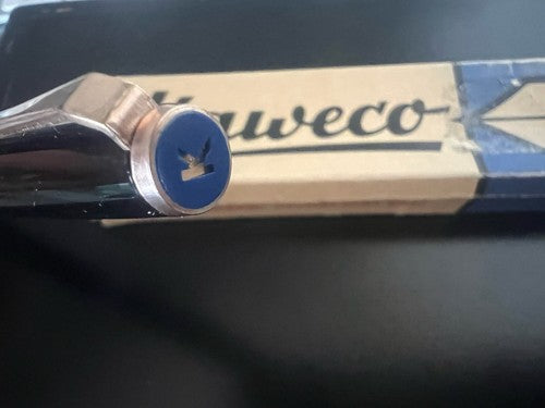Kaweco Stift Füllfederhalter 500F Schwarz Kolben Bullauge Blau Vintage 1970