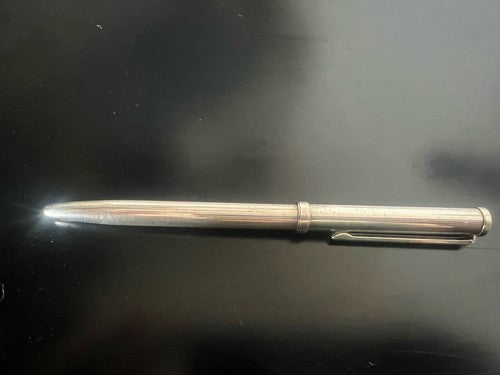 🔴 NOVA penna sfera placcata argento mille righe meccanismo a rotazione scrive