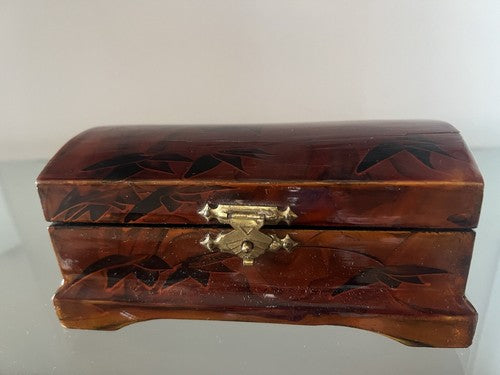 🔴 PORTAGIOIE cinese legno piuma e cofanetto scrigno astuccio vintage 6