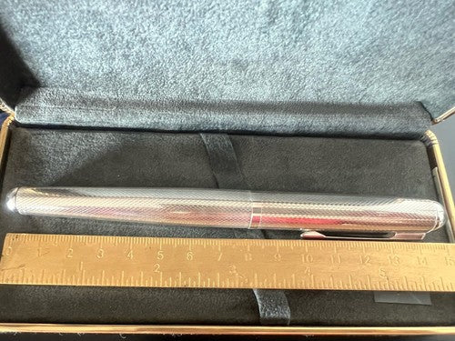 Tagamet Stylo-Plume Stylo à Plume Argent 925 Solid Guillocchè Fort Poids Écrit