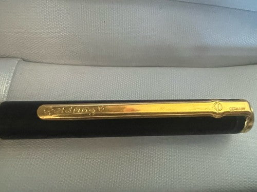 🔴 GOLDRING penna sfera lacca nera opaca profili dorati scrive prodotta Germania