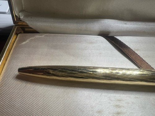 🔴 LALEX penna sfera corpo placcato oro cesellato italiana scrive vintage