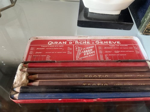 🔴 CARAN D'ACHE pastelli TACTIC 720 matite scatola latta collezione rara vintage