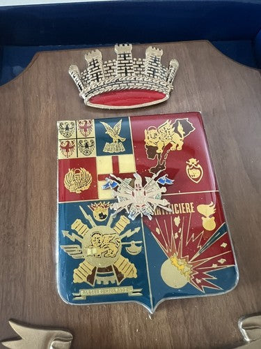 🔴 Crest militare REP RIFORNIMENTI VENEZIA E MESTRE scudo legno metallo vintage