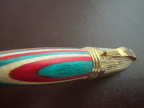 🔴 OSAMA penna sfera mini da agenda legno multicolore e dorata scrive vintage