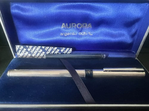 🔴 AURORA penna stilografica Marco Polo ARGENTO 925 MASSICCIO F Aereonautica