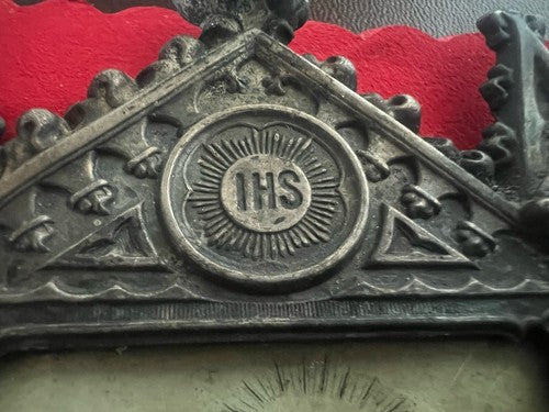 Santino Argent 800 Ss Trinité À Bas-Relief Ciselé Crochet 7X 13 Antique