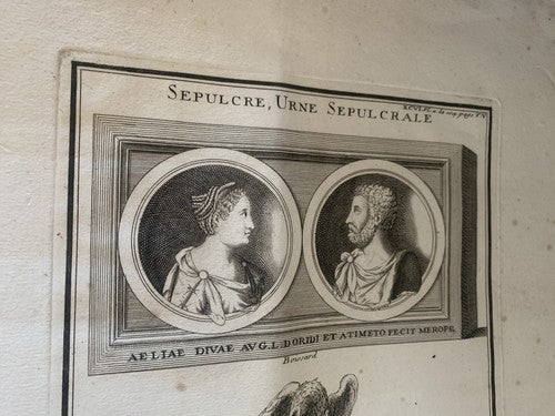 🔴 BOISSARD painting engraving tomb urn burial noble couple 