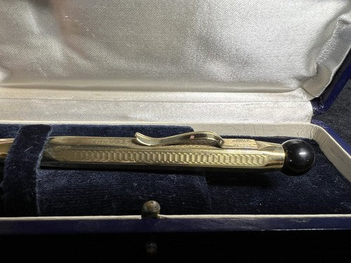 🔴 SARASTRO matita meccanica placcata oro cesellata giullochè a rilievo vintage