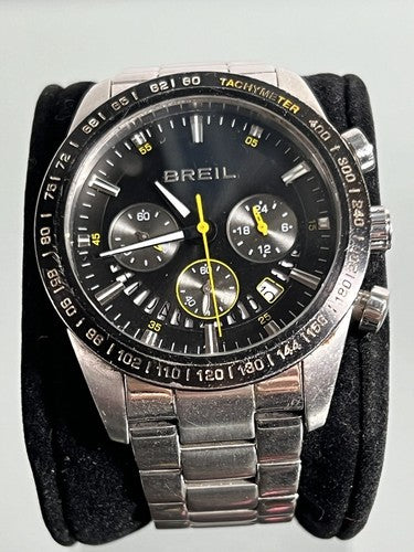 🔴 BREIL Herren-Chronograph TW0676 Oversize Schwarze Edelstahl-Quarzuhr mit Box