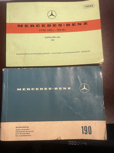 MERCEDES Benz TYPE 190 Livrets Entretien Recharges Originaux Vintage 1965