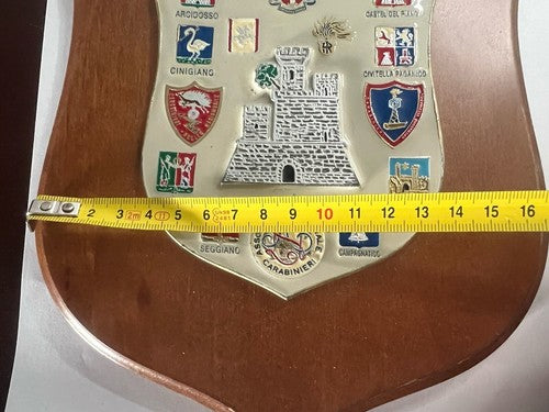 Crest Association Nationale Carabinieri Bouclier Bois Poli Métal Hauteur 24