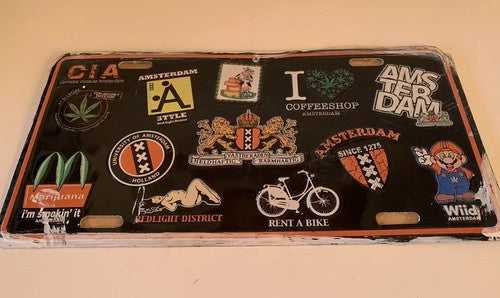 Amsterdam Werbeplakette, Wanddisplay, Metall, Emaille, Vintage 