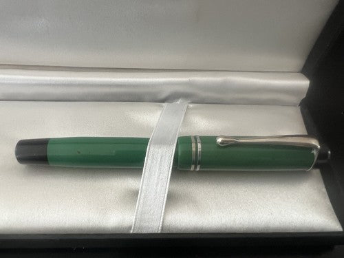 Stylo-Plume Stylo à Plume Vert Profiles Chrome Piston Bouton Écrit Vintage '40 