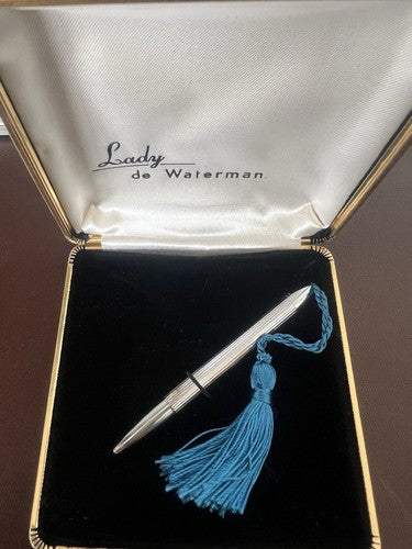 🔴 WATERMAN penna sfera Lady cromata millerighe con scatola vintage