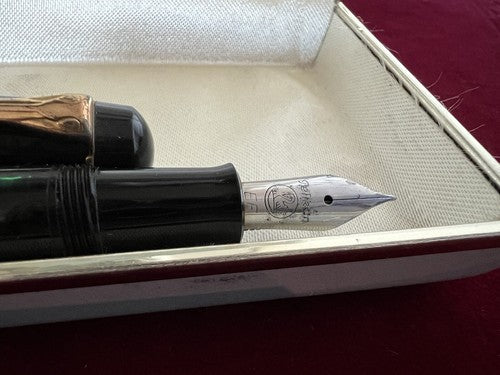 🔴 PELIKAN M250 penna stilografica nera PISTONE inchiostro SCRIVE antica scatola