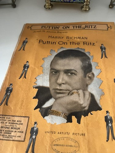 🔴 Spartito musicale ALICE IN WONDERLAND Harry Richman PUTTIN ON THE RITZ 1920