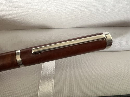 Stylo-Plume Stylo à Plume Argent 925 Corps Bois A Cartouche Écrit 25