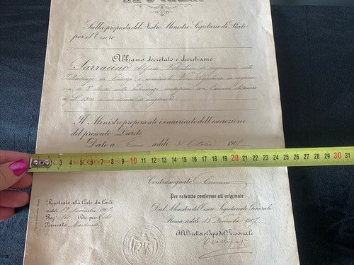 🔴 VITTORIO EMANUELE III, Titel FINANZRECHNER, Dekret des RECHNUNGSPRÜFERGERICHTS 1907 