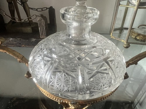 Porte- Parfum Cristal Essenza Porte- Huile Vinaigre Table Piédestal Vintage