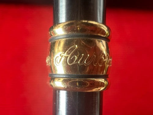 🔴 AURORA Magellan Kugelschreiber, gunmetal-goldene Form, schreibt im D-Gehäuse 